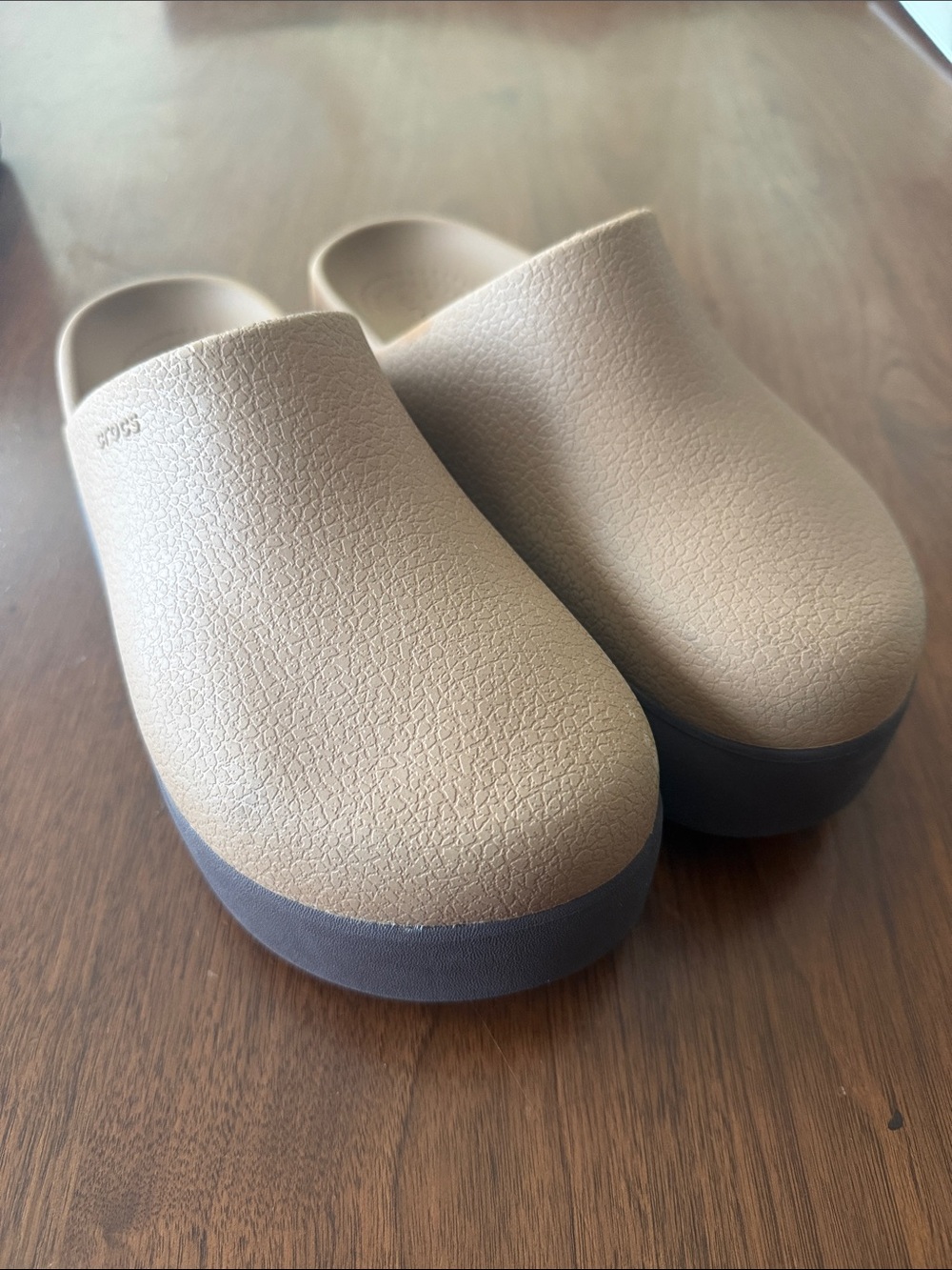 Crocs Beige Platform Clog Slides
